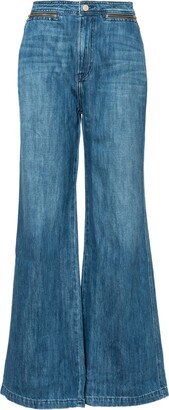 Noend Denim Colette Zip Wide Leg In Bend