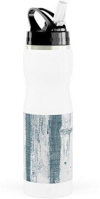 Photo Water Bottles: Bamboo - Grey Stainless Steel Water Bottle With Straw, 25Oz, With Straw, Blue