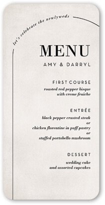 Wedding Menu Cards: Threshold Wedding Menu, Grey, 4X8 Flat Menu, Matte, Signature Smooth Cardstock, Rounded