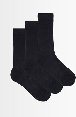 Pack Of Three Ribbed Silk Socks-AB