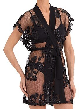 Charming Sequined Lace Cover Up Robe