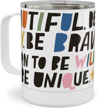 Travel Mugs: Sweet Words - Multi Stainless Steel Mug, 10Oz, Multicolor