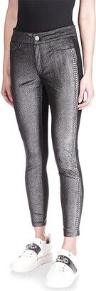 Stud Foil Velvet Leggings (Black/Silver) Women's Casual Pants