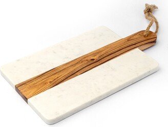 Lexi Home Marble Collection 15 in. Charcuterie Board - White and Wood