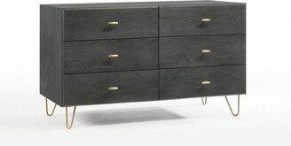 51 Grey Manufactured Wood Six Drawer Double Dresser