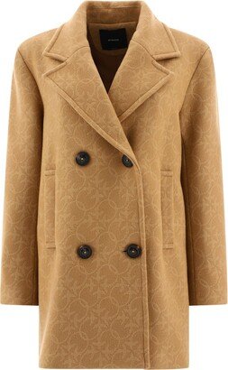 Logo Monogrammed Double Breasted Coat