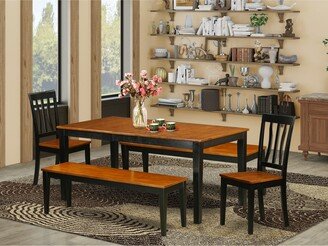 Mid Century Table Set Contains a Dining Table and Kitchen Dining Chairs - Black Finis-AC