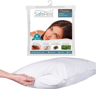 SafeRest Waterproof Pillow Protector (1) - Zippered Dust Mite Pillow Cover - Hypoallergenic Pillow Covers - King