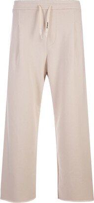 A PAPER KID Ivory Straight Leg Joggers With Logo Patch