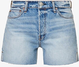 Womens Prim Cut-off High-rise Denim Shorts