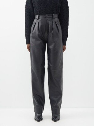 Etienne Pleated Leather Trousers