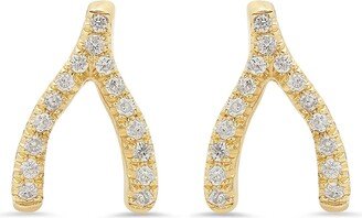 18k Mini Diamond Wishbone Stud Earrings