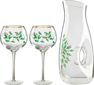 Holiday 3-Piece Decanter and Wine Glasses Set