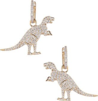 Eye Candy LA Luxe Goldtone & Crystal T Rex Dinosaur Huggies Earrings