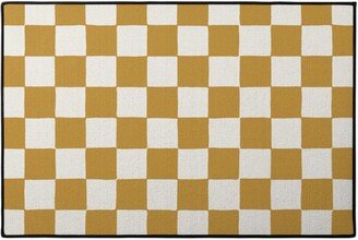 Door Mats: Retro Checker Checkerboard Door Mat, Yellow