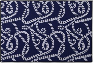 Door Mats: Nautical Rope On Navy Door Mat, Blue