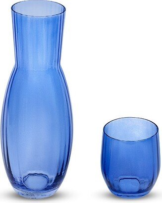 Bedside Water Carafe with Tumbler, 2-Piece Set 40-Ounce Pitcher with Matching Drinking Glass, Cobalt Blue