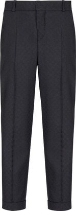 Monogram-Jacquard Wool Trousers