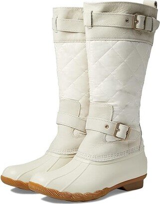 Saltwater Tall Buckle Nylon Quilt (Ivory) Women's Shoes