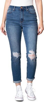 Gemma Rae Juniors Womens Ripped Denim Mom Jeans