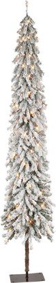 Puleo 6' Pre-Lit Flocked Alpine Artificial Tree