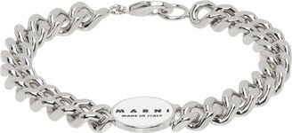 Silver & White Logo Chain Bracelet