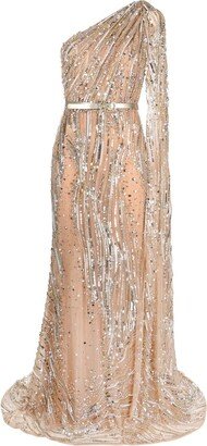 Crystal-Embellished Silk Gown