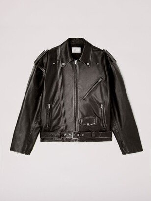 Printed Leather Rider Jacket