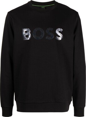 Logo-Patch Long-Sleeved Cotton Sweatshirt