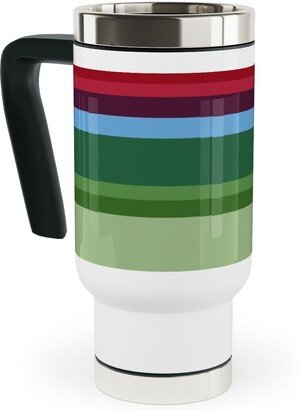 Travel Mugs: Rainbow Stripe Travel Mug With Handle, 17Oz, Multicolor