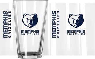 Memphis Grizzlies 16 Oz Team Wordmark Game Day Pint Glass - Clear, Navy