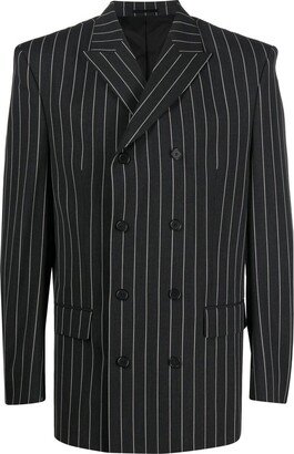 Double-Breasted Pinstripe Blazer-AA