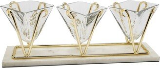 Alice Pazkus 3 Sectional Glass Relish Dish On Marble Base