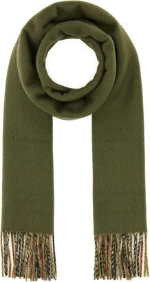 Olive Green Cashmere Reversible Scarf