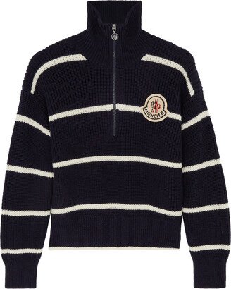 Striped Half-zip Wool Jumper