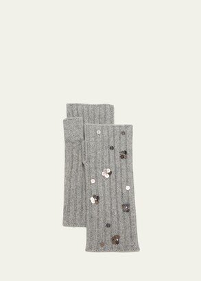 Sequin Floral Cashmere Arm Warmers