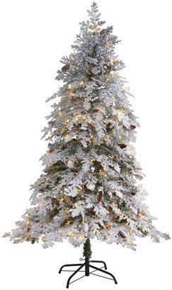 Flocked Montana Down Swept Spruce Artificial Christmas Tree with 250 Clear Led Lights