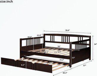 Full Size Daybed Wood Bed with Twin Size Trundle-AB