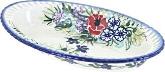 Blue Rose Pottery Blue Rose Polish Pottery Summer Garden Small Oval Dish