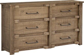 67 Natural Solid Wood Six Drawer Double Dresser