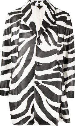 Zebra-Print Single-Breasted Coat