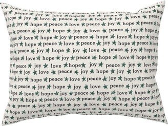 Pillows: Peace Love Hope Joy - Beige Pillow, Woven, Black, 12X16, Single Sided, Beige