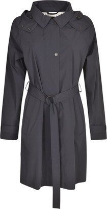 Belted Waist Hooded Coat-AA