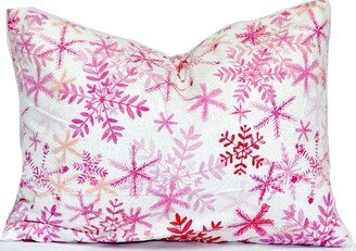 Sale 16x12 Indoor Lumbar Pillow Covers Pink Decorative Candy Cane Snow