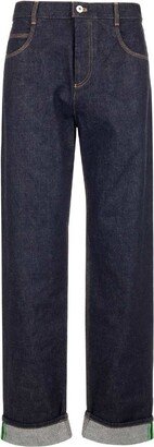 Turn-Up Hem Straight Leg Jeans