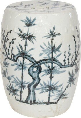 Legend of ASIA Blue And White Porcelain Garden Stool Magpie On Treetop