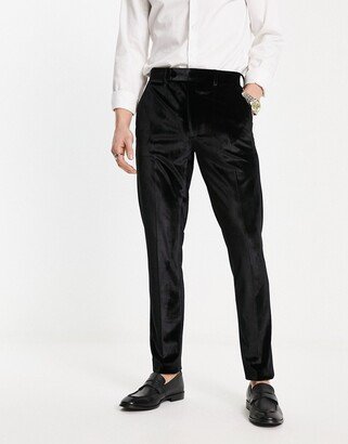 smart skinny velvet pants in black
