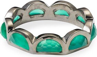 NAKARD Scallop Band Ring with Green Onyx, Size 6.5