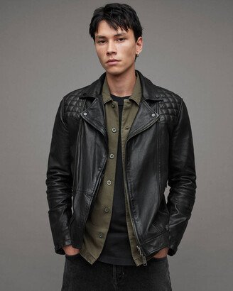 Conroy Crinkled Leather Biker Jacket - Ink Navy