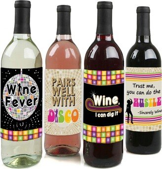 Big Dot Of Happiness 70's Disco - 1970's Disco Fever Party Decor - Wine Bottle Label Stickers - 4 Ct